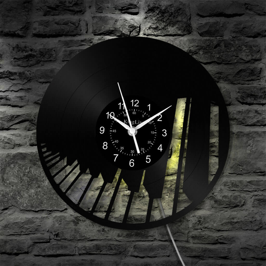 LED Vinyl Wall Clock | Piano Music | 12'' | 0207WPB