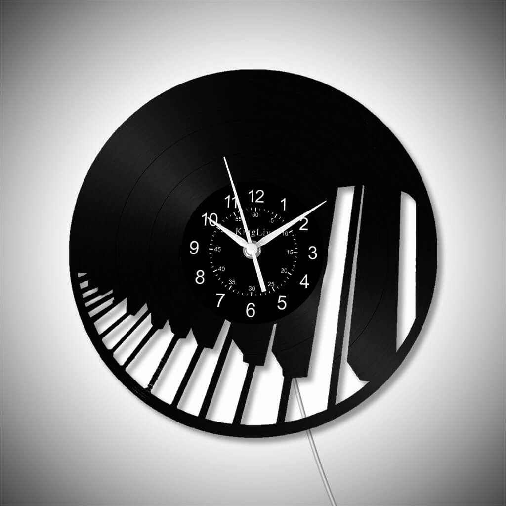 LED Vinyl Wall Clock | Piano Music Note | 12''