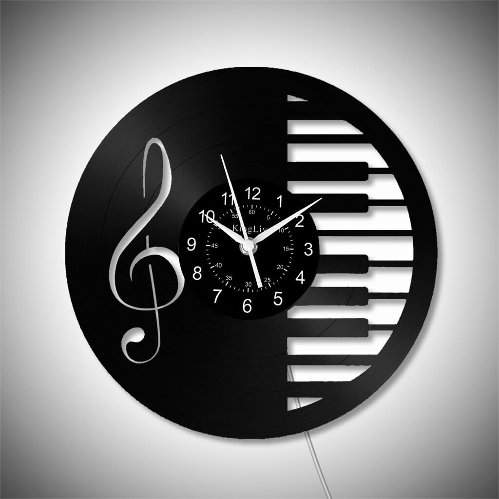 LED Vinyl Wall Clock | Piano Music Note | 12''