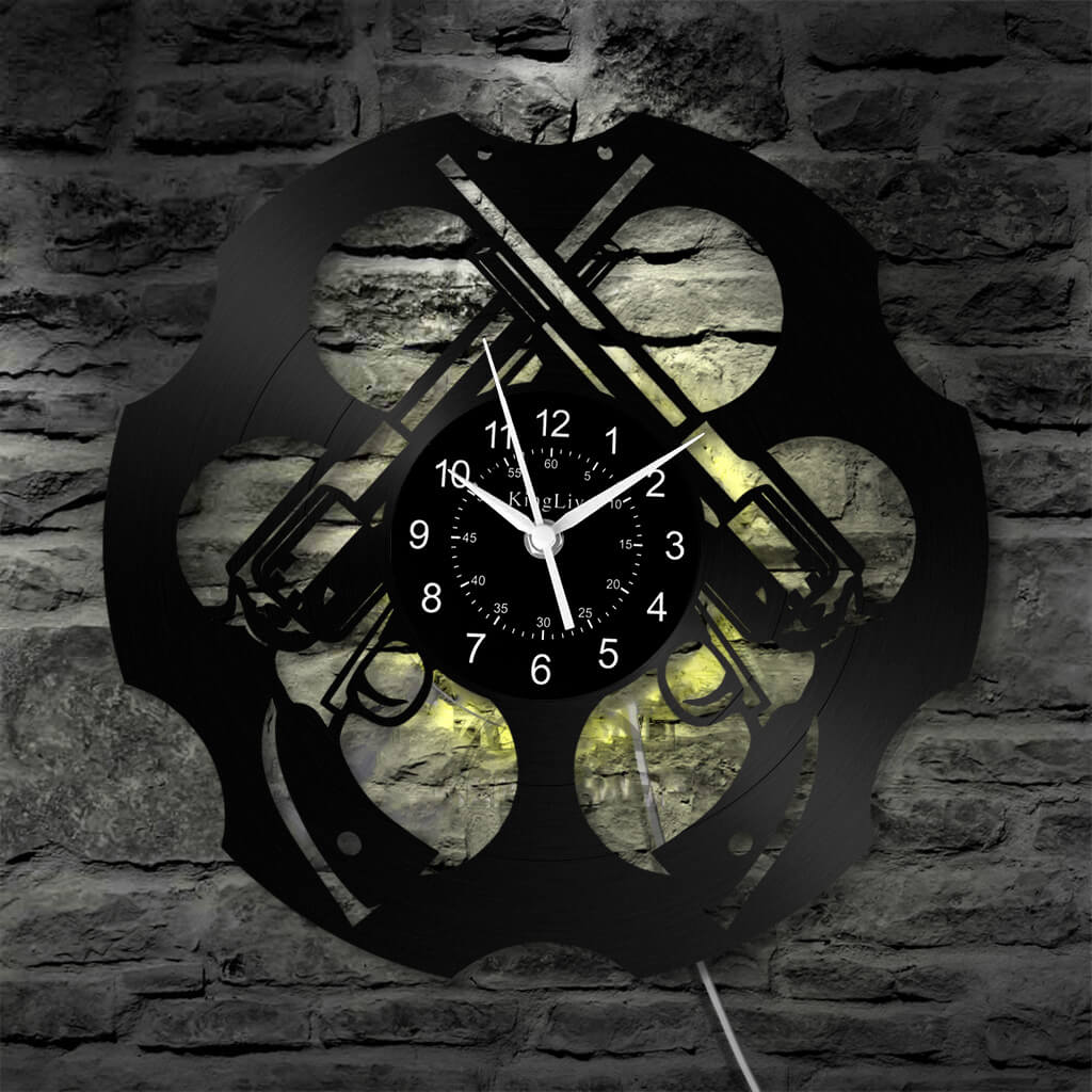LED Vinyl Wall Clock | Pistol | 12'' | 0284WPB