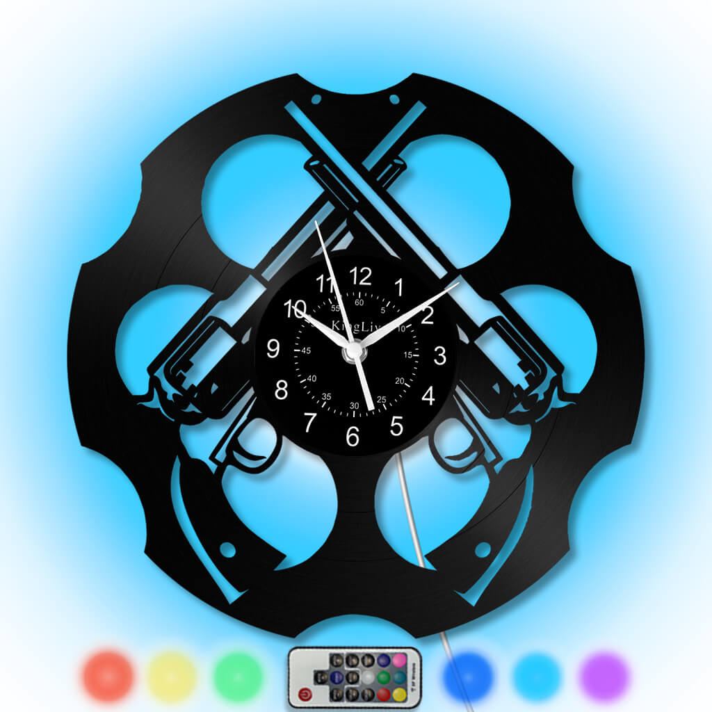 LED Vinyl Wall Clock | Pistol | 12'' | 0284WPB