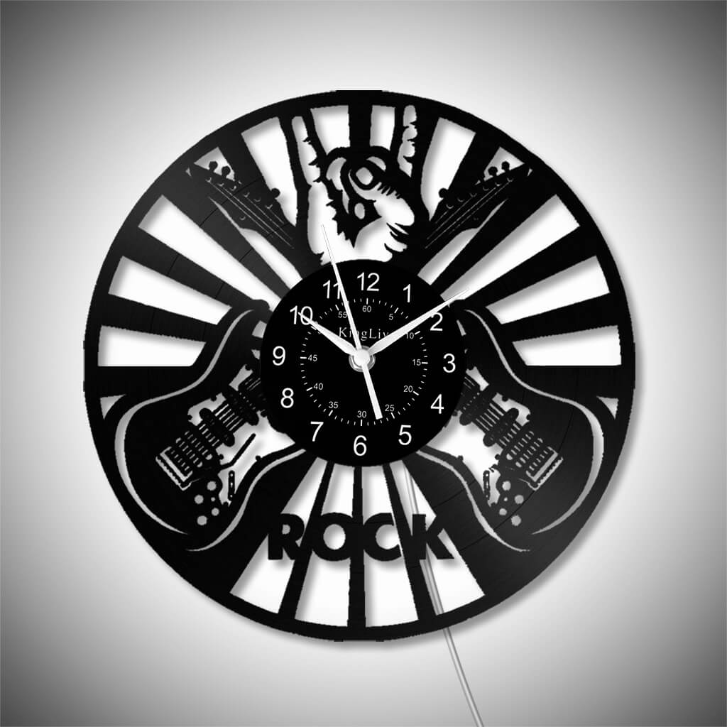 LED Vinyl Wall Clock | Guitar Music | 12''