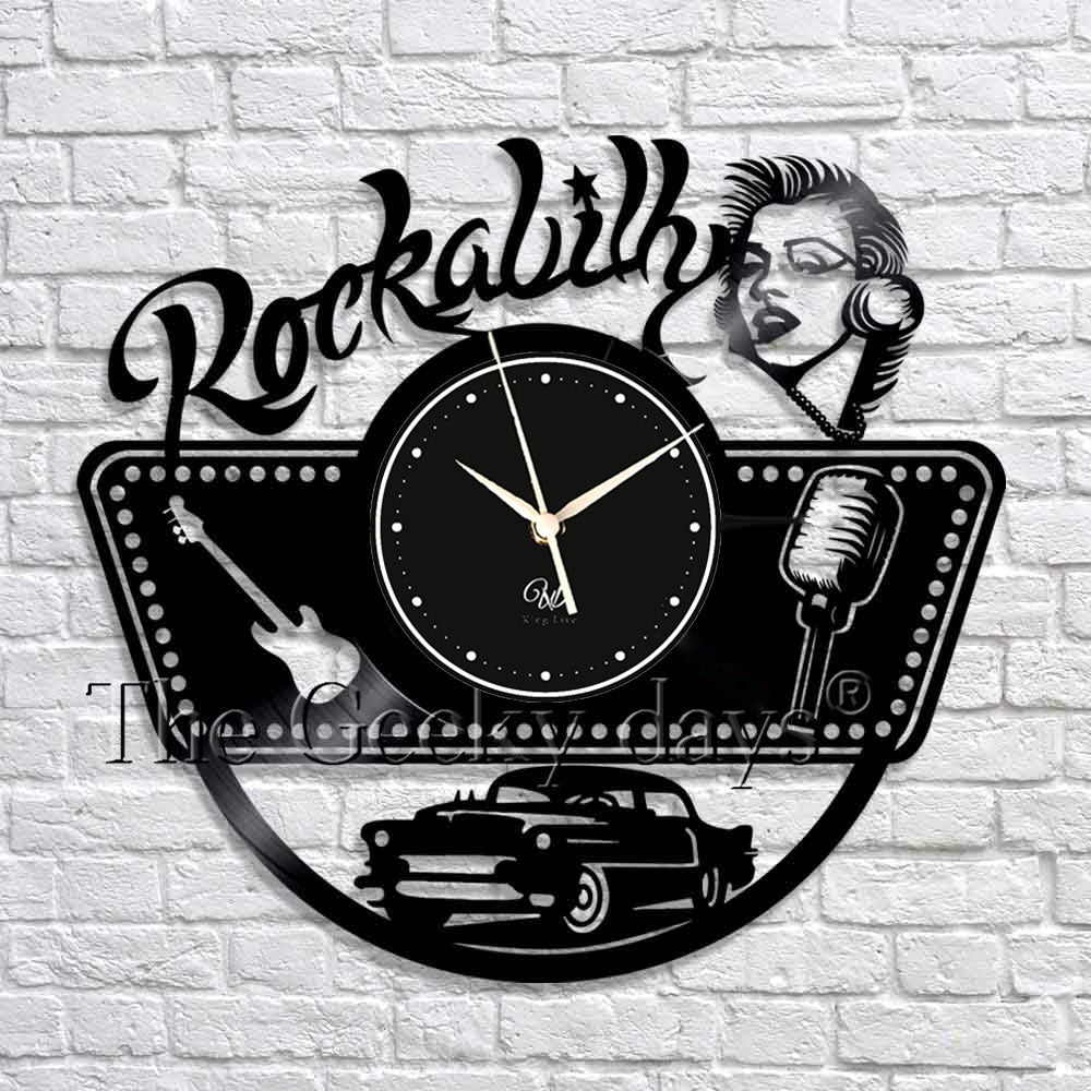 Rockabilly Black Vinyl Record Wall Clock