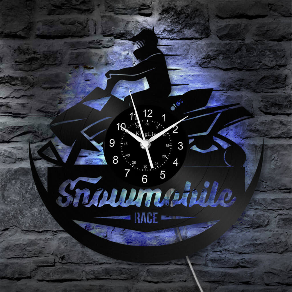 LED Vinyl Wall Clock | Snowmobile | 12'' | 0279WPB