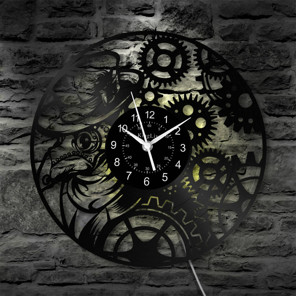 LED Vinyl Wall Clock | Steampunk | 12'' | 0303WPB