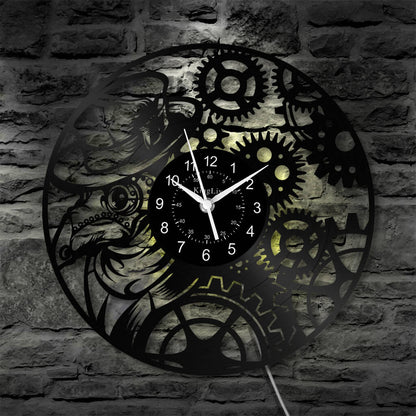 LED Vinyl Wall Clock | Steampunk | 12'' | 0303WPB