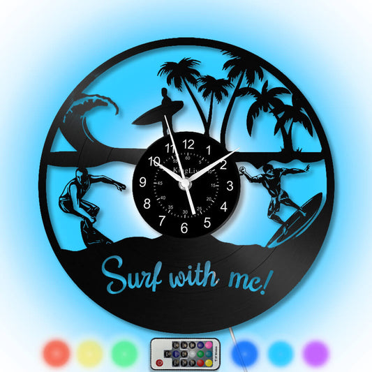 LED Vinyl Wall Clock | Surfing | 12'' | 0228WPB