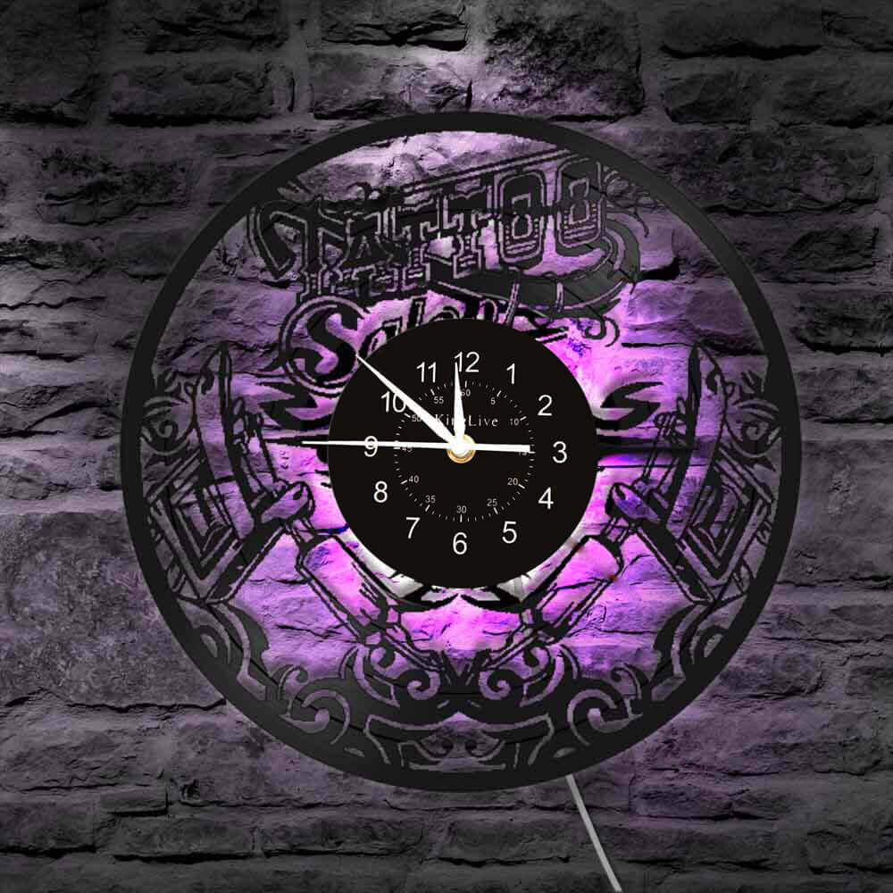 Tattoo Studio Led Vinyl Record Wall Clock