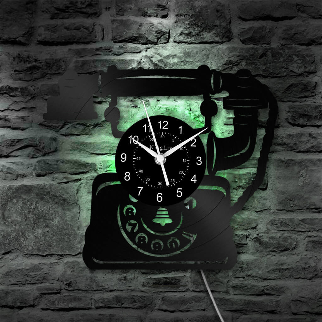 LED Vinyl Wall Clock | Telephone | 12'' | 0288WPB