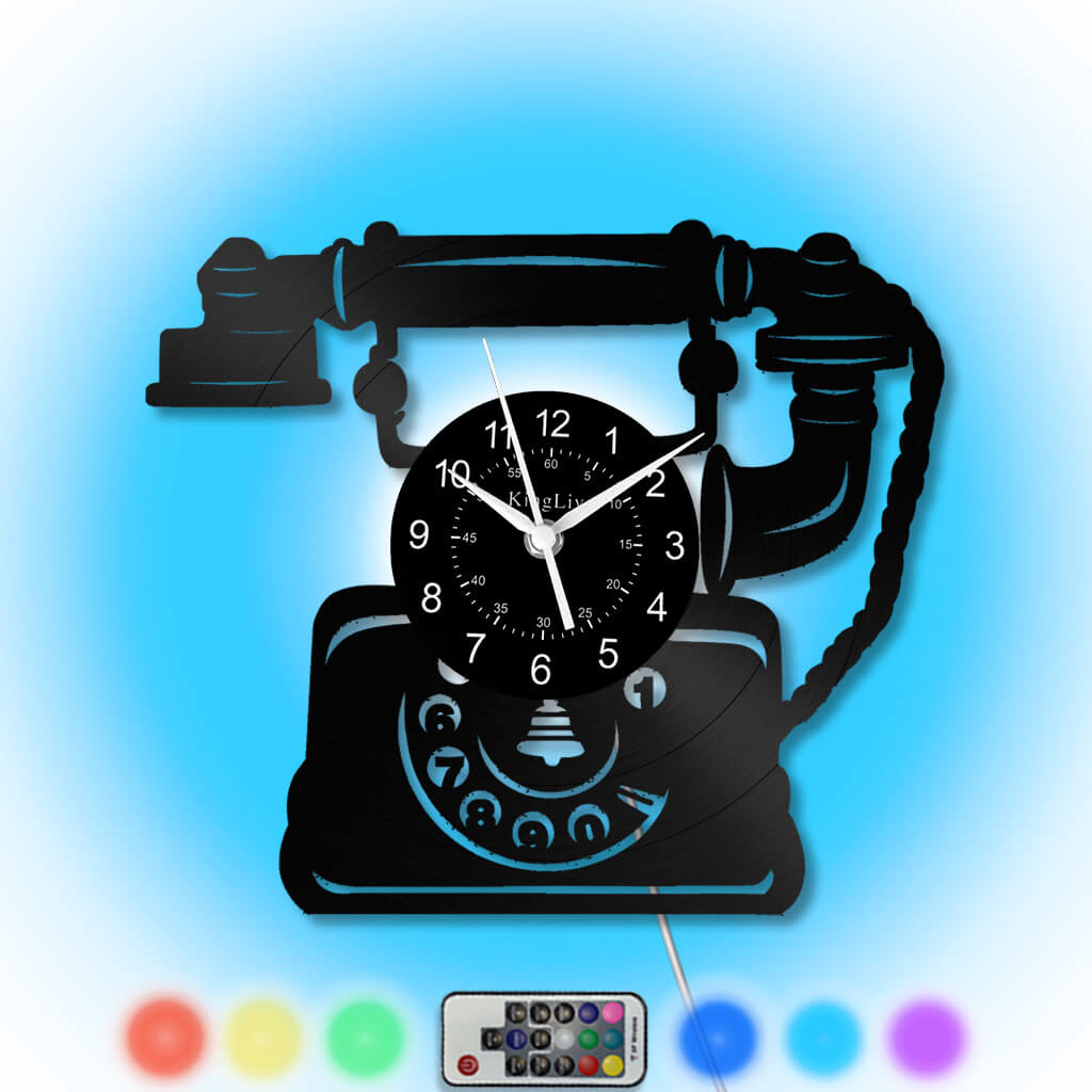 LED Vinyl Wall Clock | Telephone | 12'' | 0288WPB