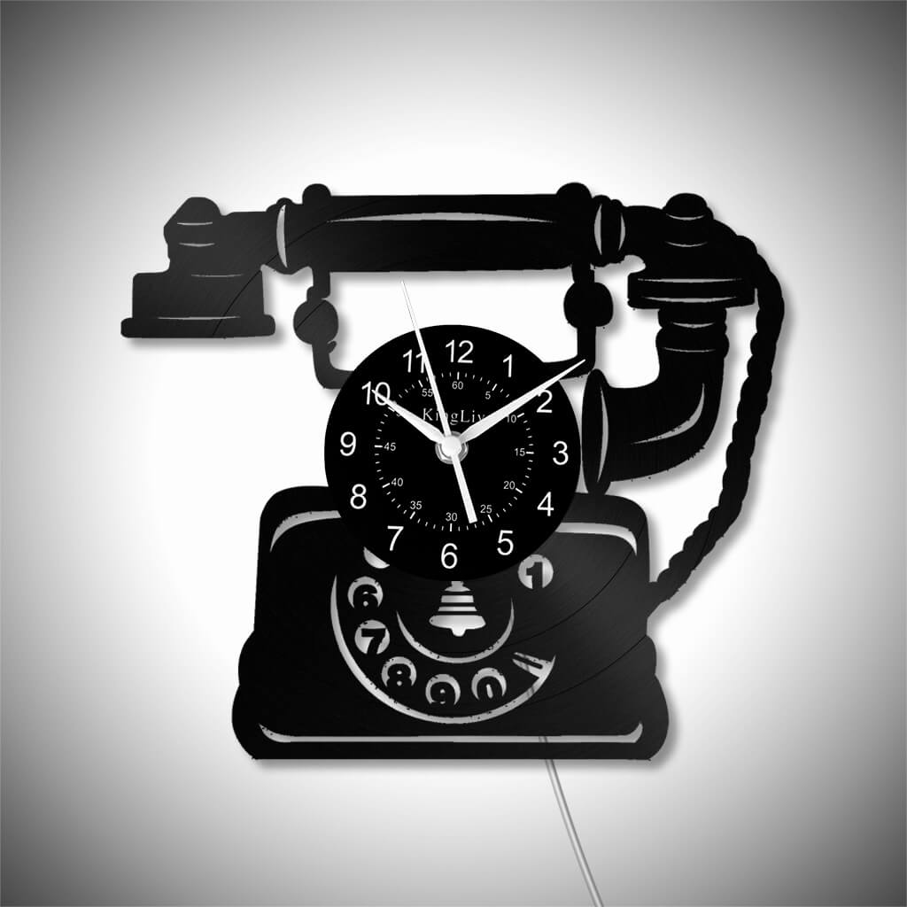 LED Vinyl Wall Clock | Telephone | 12'' | 0288WPB