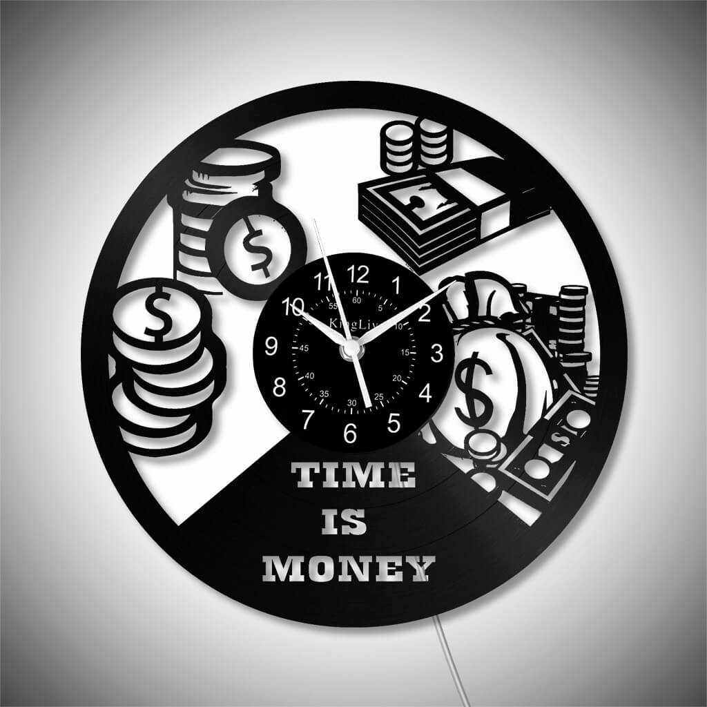 LED Vinyl Wall Clock | Time is Money | 12'' | 0270WPB