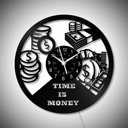 LED Vinyl Wall Clock | Time is Money | 12'' | 0270WPB
