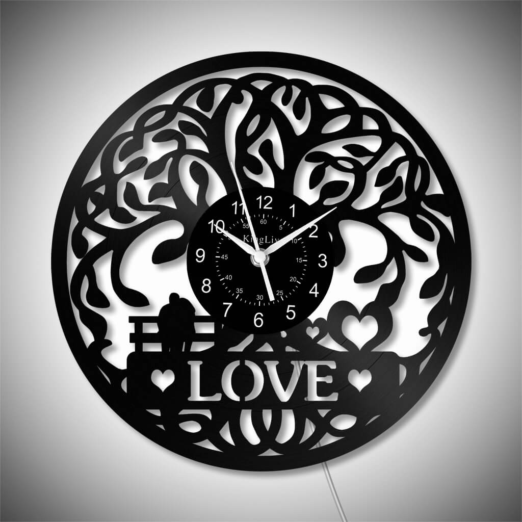 LED Vinyl Wall Clock | Tree of Love | 12'' | 0305WPB