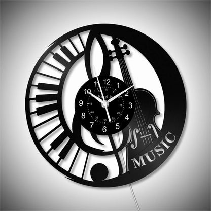 LED Vinyl Wall Clock | Violin Music | 12'' | 0245WPB