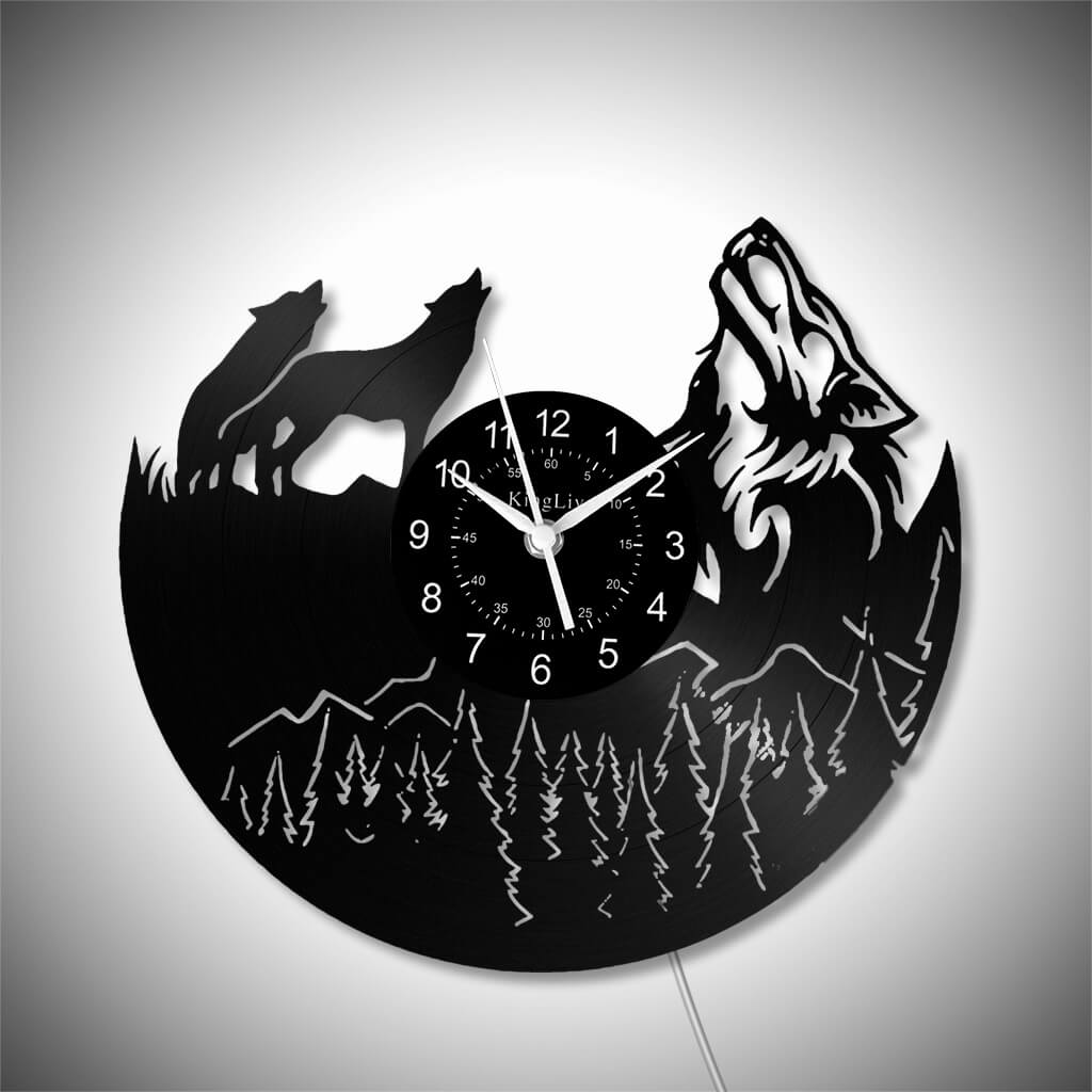 LED Vinyl Wall Clock | Wolf | 0115WPB