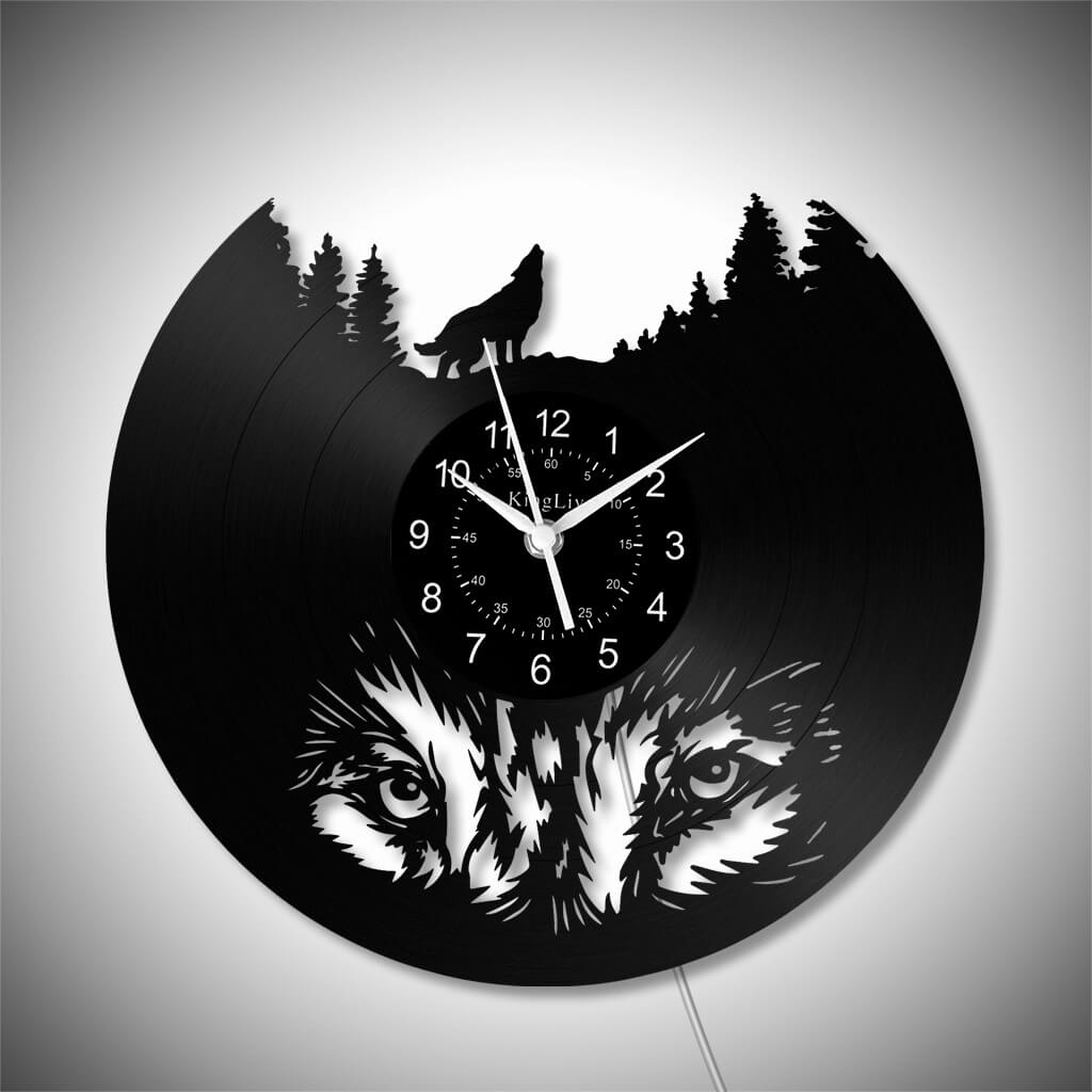 LED Vinyl Wall Clock | Wolf | 0309WPB