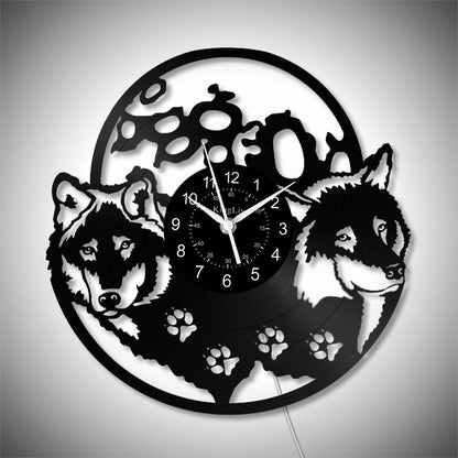 LED Vinyl Wall Clock | Wolf | 12'' | 0153WPB