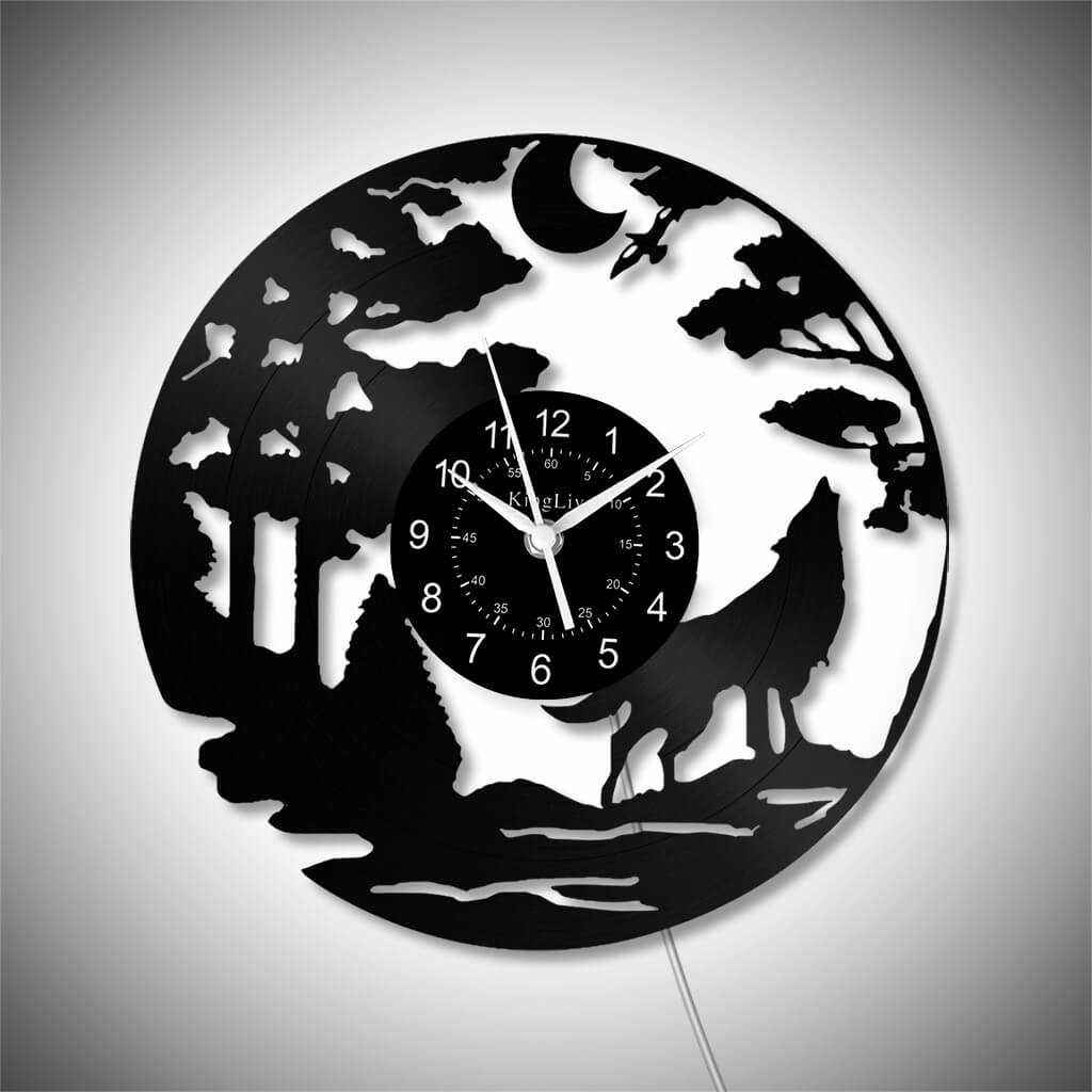 LED Vinyl Wall Clock | Wolf | 0056WPB