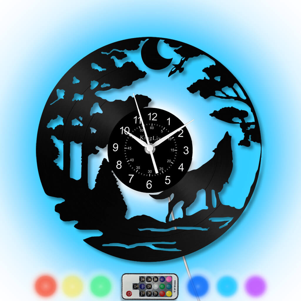 LED Vinyl Wall Clock | Wolf | 0056WPB