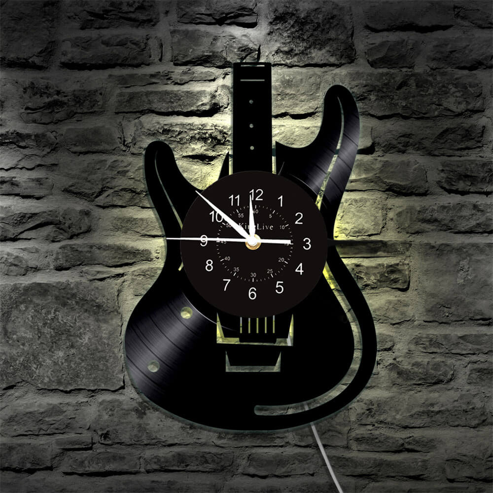 Guitar Led Vinyl Record Wall Clock