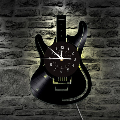Guitar Led Vinyl Record Wall Clock