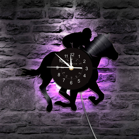 Horse Riding Led Vinyl Record Wall Clock