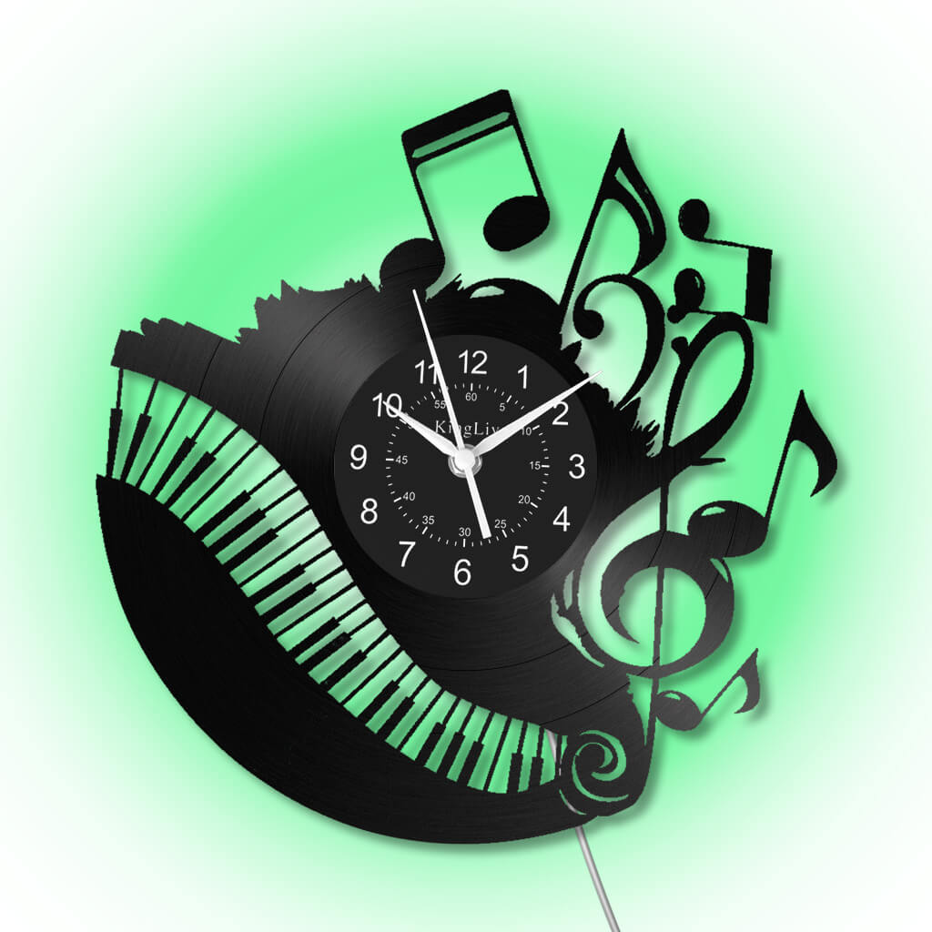 Music Piano Led Vinyl Record Wall Clock