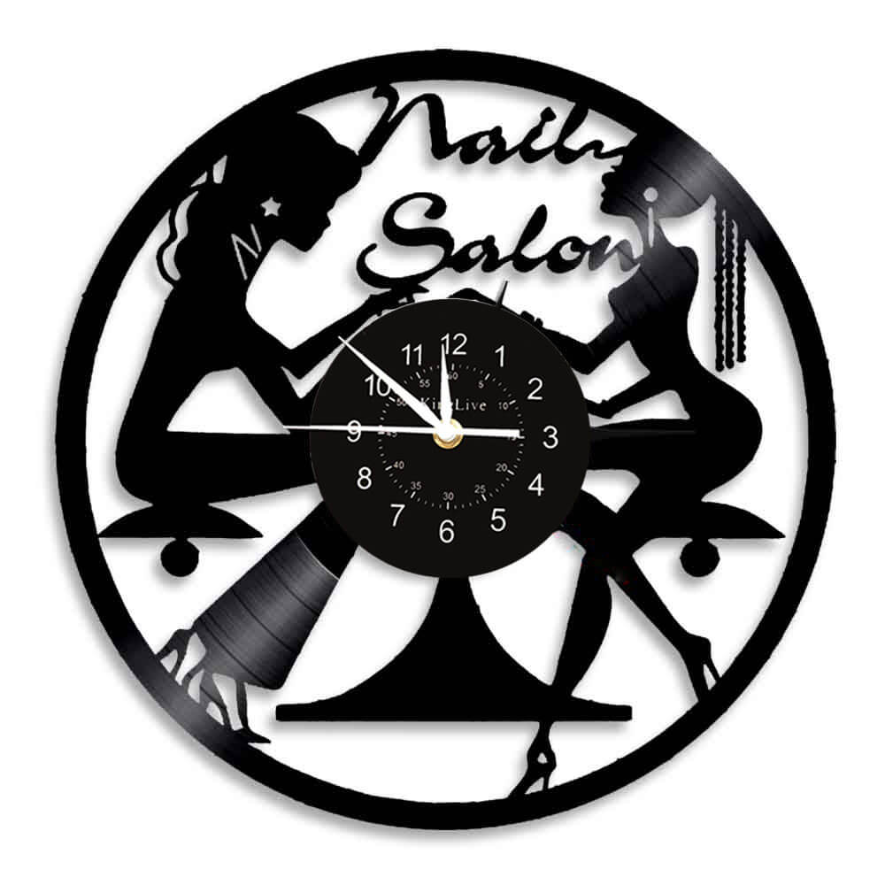 Nail Salon Beauty Led Vinyl Record Clock