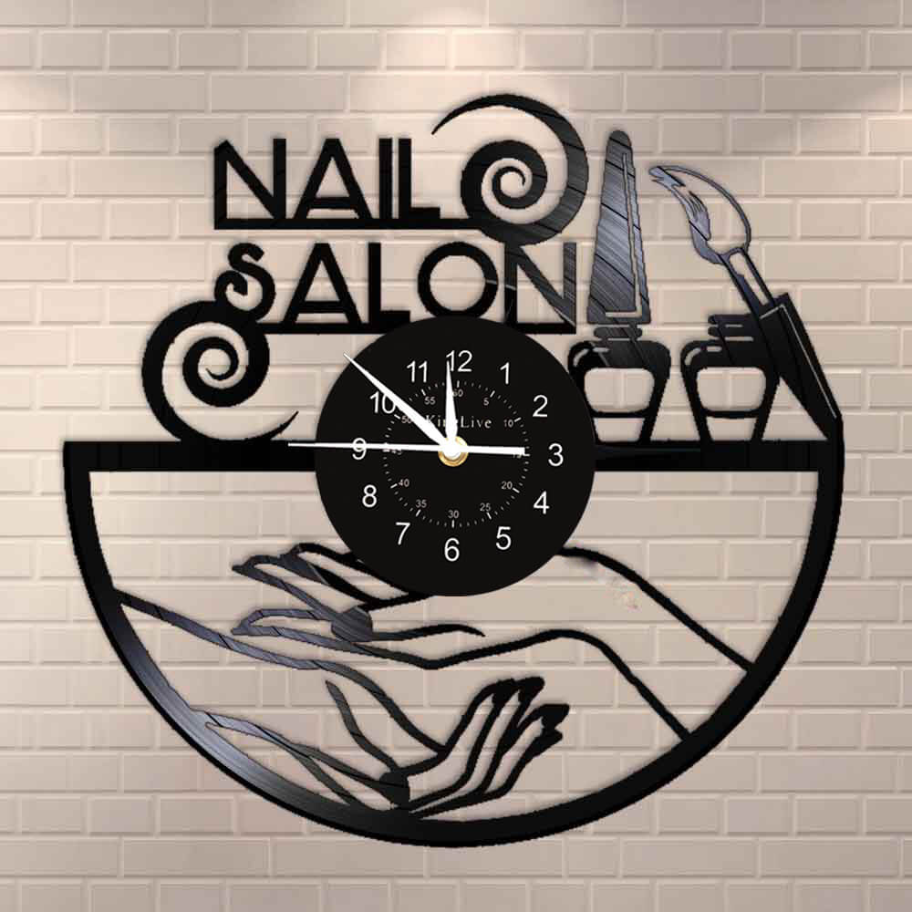 Nail Salon Led Vinyl Record Wall Clock