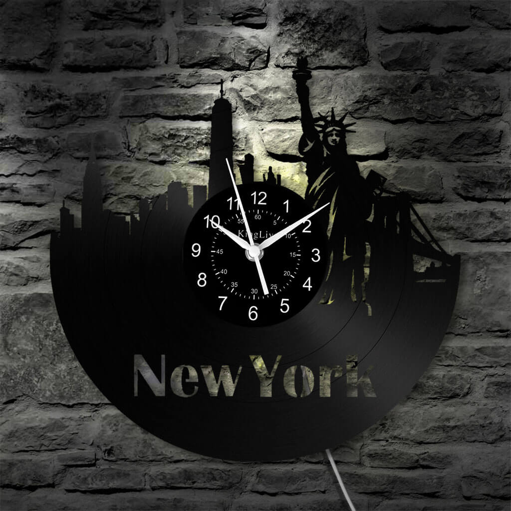 LED Vinyl Wall Clock | New York | 0205WPBN