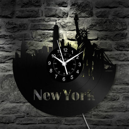 LED Vinyl Wall Clock | New York | 0205WPBN