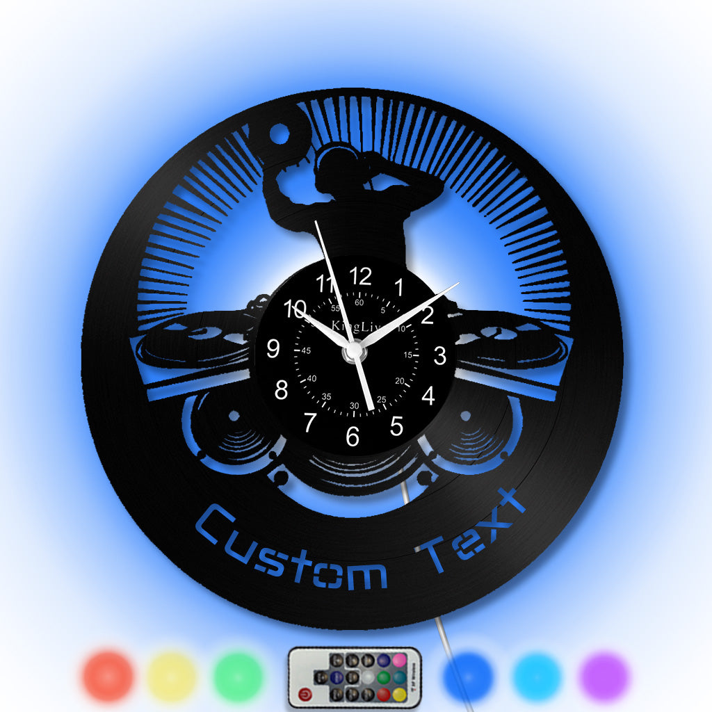 LED Vinyl Wall Clock | Custom DJ Name | 12''