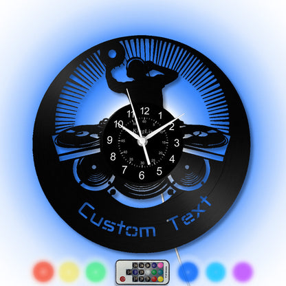 LED Vinyl Wall Clock | Custom DJ Name | 12''