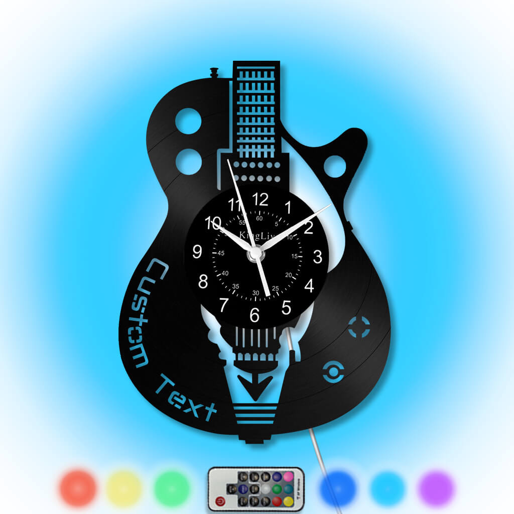 LED Vinyl Wall Clock |  Guitar Custom Name | 12''