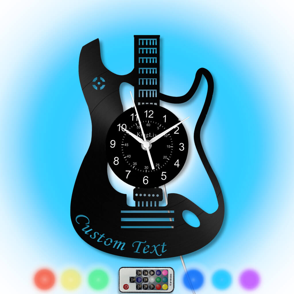 LED Vinyl Wall Clock |  Guitar Custom Name | 12''