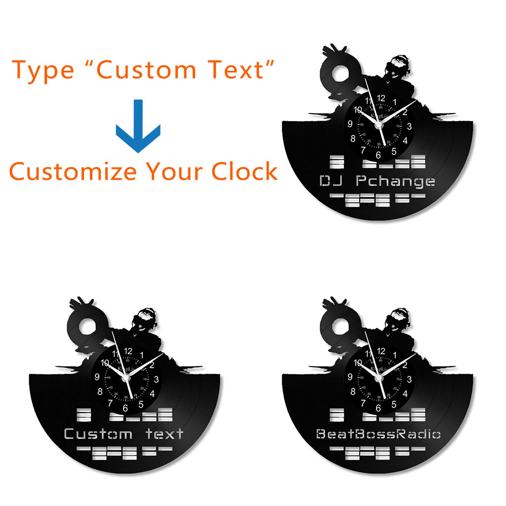 LED Vinyl Wall Clock | Custom DJ Name | 12''