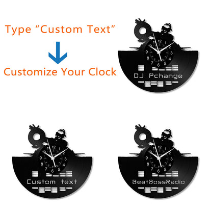 LED Vinyl Wall Clock | Custom DJ Name | 12''