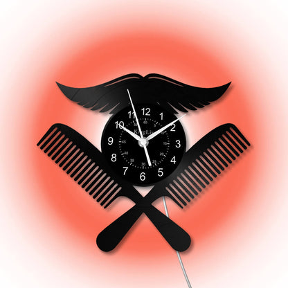 LED Vinyl Wall Clock | Barbershop | 12'' | 0227WPB