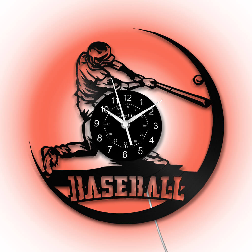 LED Vinyl Wall Clock | Baseball | 12'' | 0223WPB