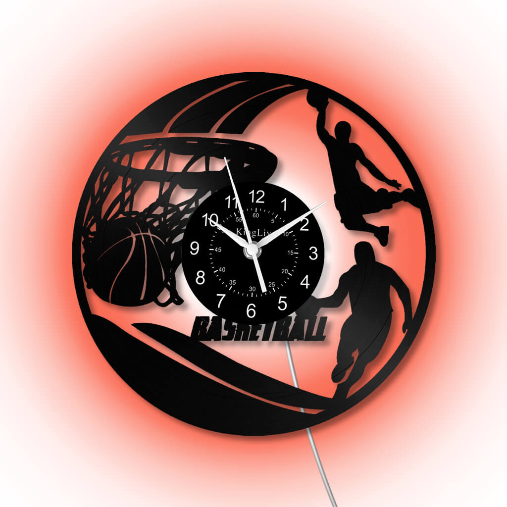 LED Vinyl Wall Clock | Basketball | 12'' | 0268WPB