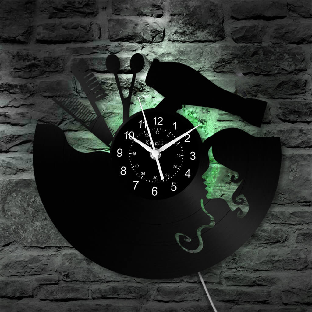 LED Vinyl Wall Clock | Nail Salon | Barber Shop | 12''