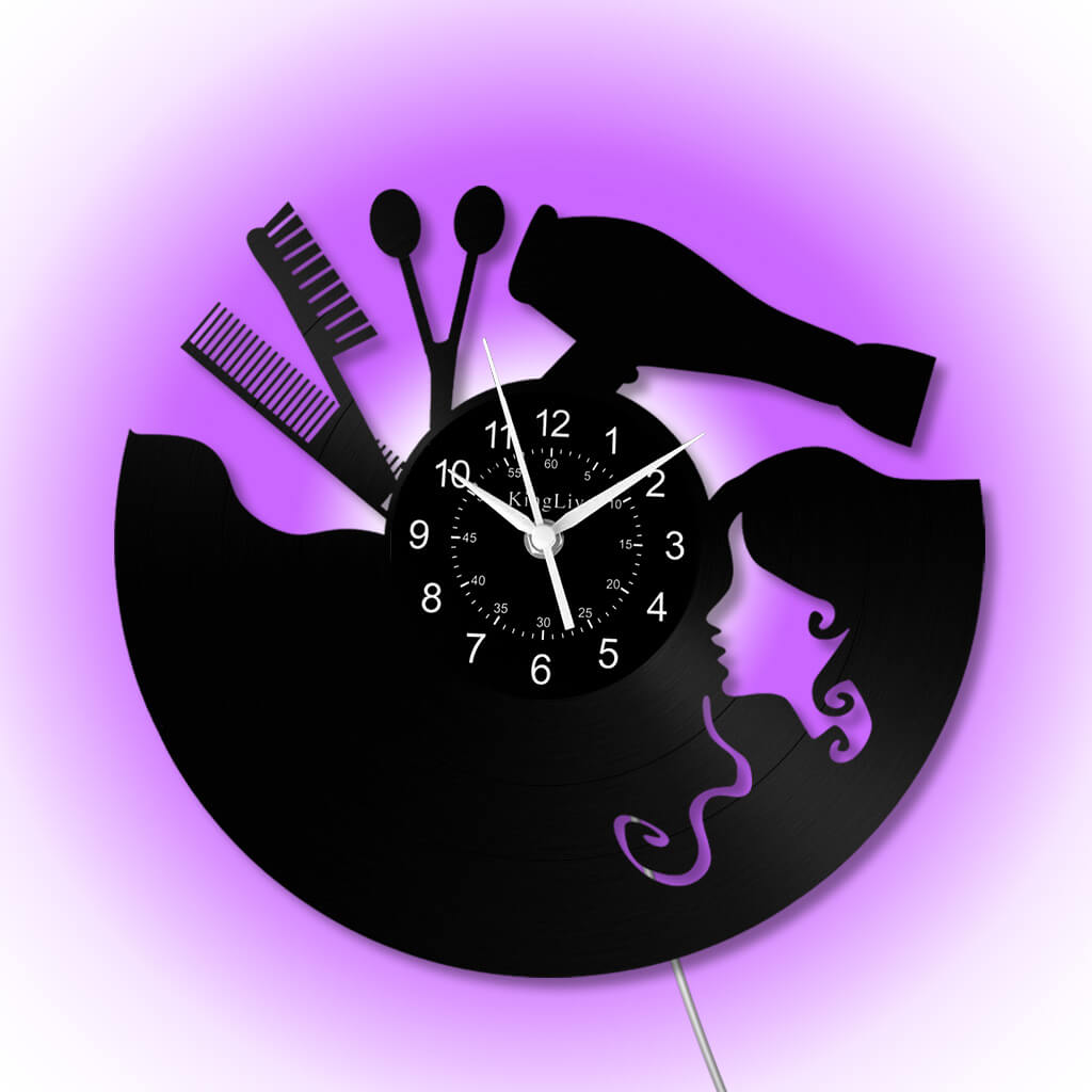 LED Vinyl Wall Clock | Nail Salon | Barber Shop | 12''