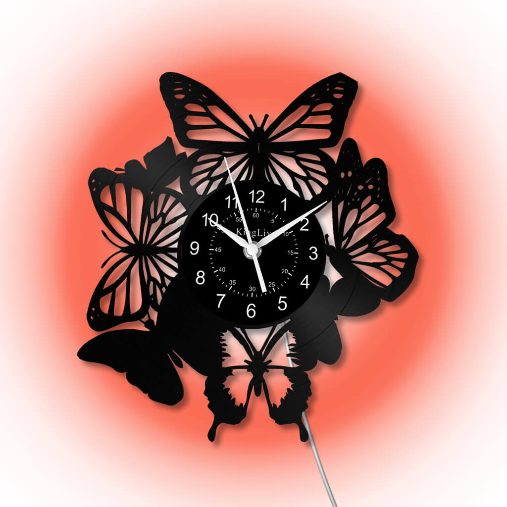 LED Vinyl Wall Clock | Butterfly | 12'' | 0246WPB