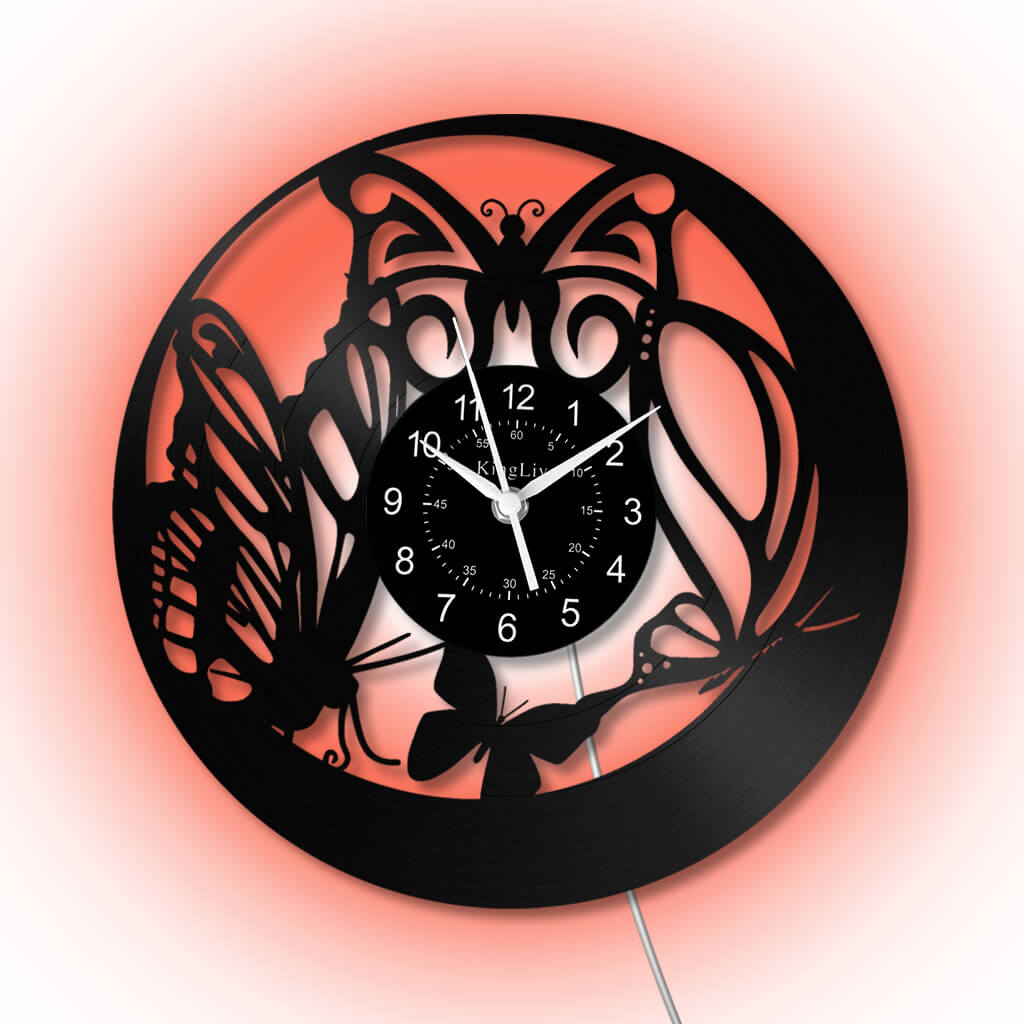 LED Vinyl Wall Clock | Butterfly | 12'' | 0249WPB