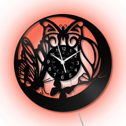 LED Vinyl Wall Clock | Butterfly | 12'' | 0249WPB