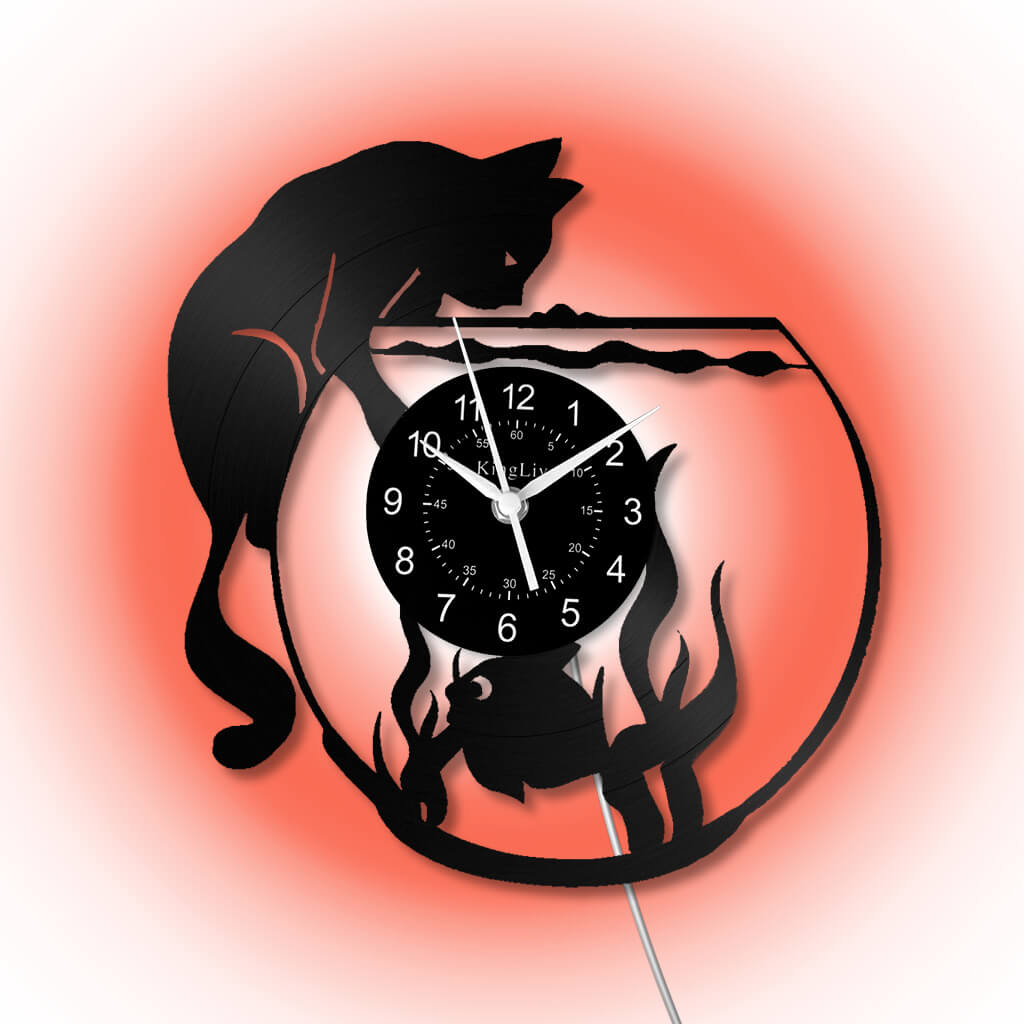 LED Vinyl Wall Clock | Cat Fish | 0113WPB