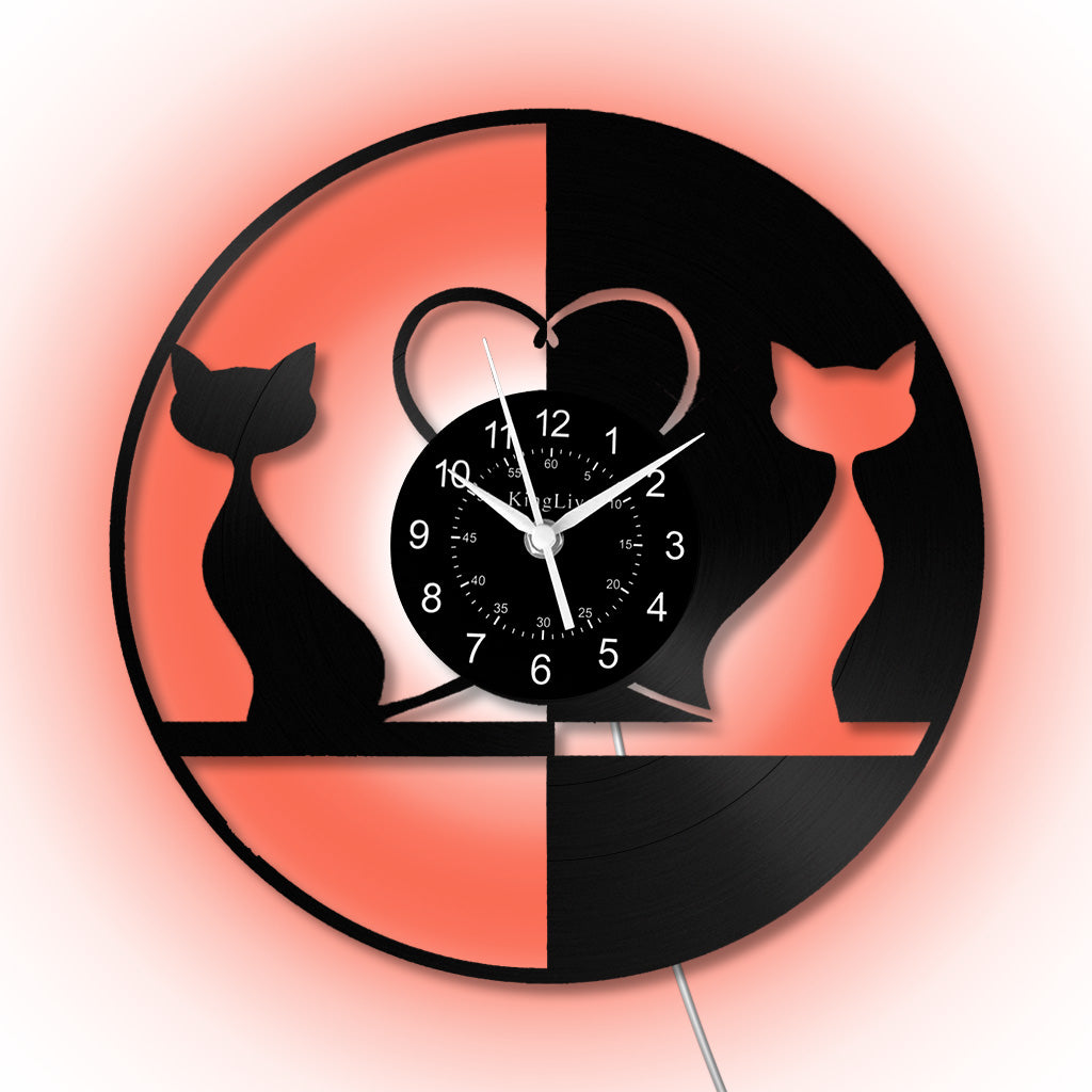 LED Vinyl Wall Clock | Cat | 12'' | 0170WPB