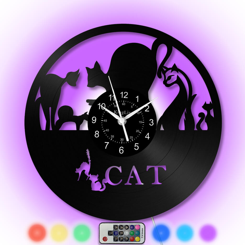 Vinyl Wall Clock | Cat | 12'' | 0289WPB