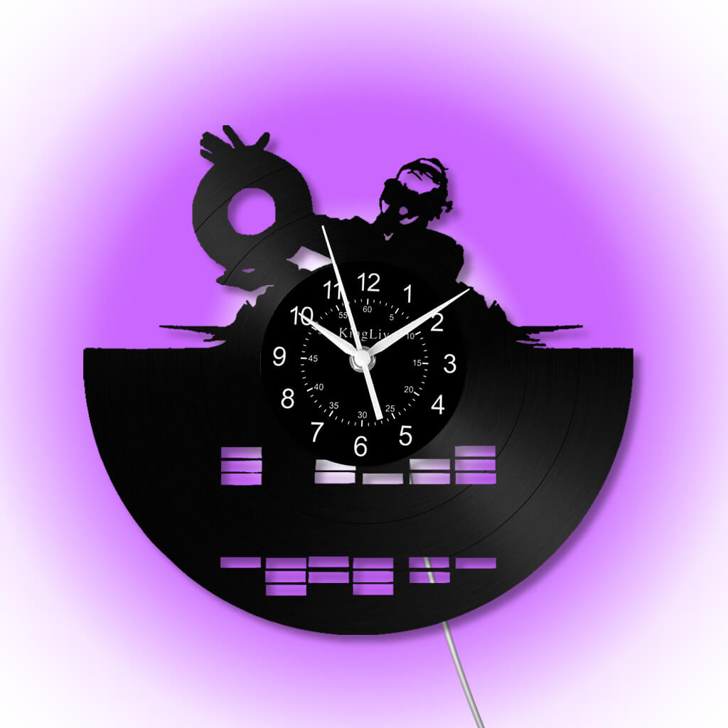 LED Vinyl Wall Clock | Custom DJ Name | 12''